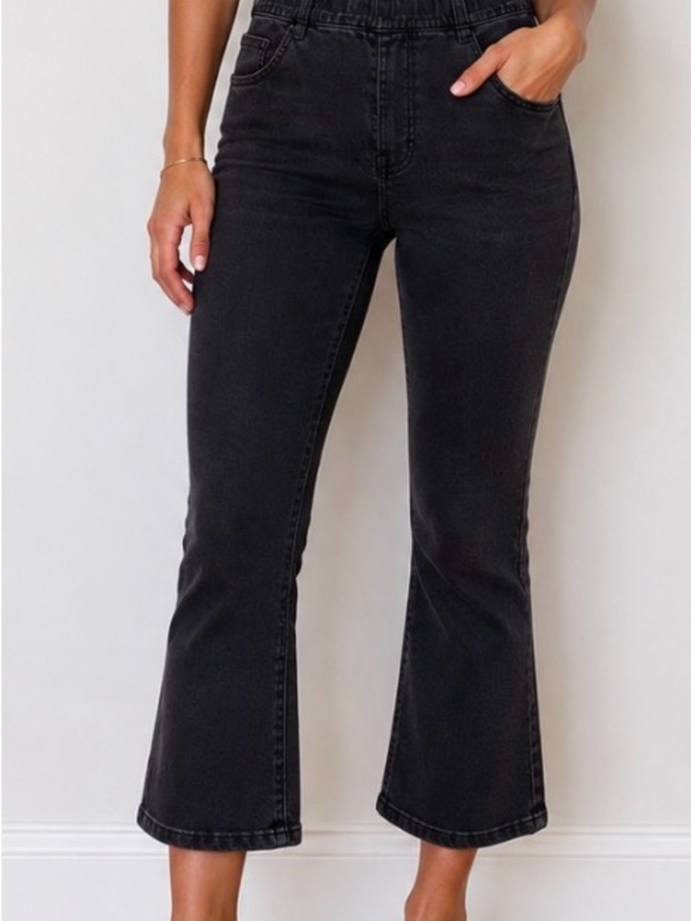 We The Free In My Feels Black High-Rise Crop Flare Jeans Pullon Medium Boho